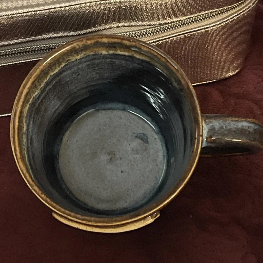 Handmade Hiwasse Arkansas Pottery Mug Peace Mark‎ GWX Signed Ceramic Art Cup